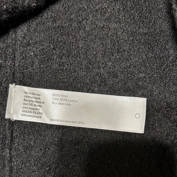 Eileen Fisher Women's 100% Wool Sweater Plus 2X Black Wrap Leather Trim EUC - Picture 3 of 5